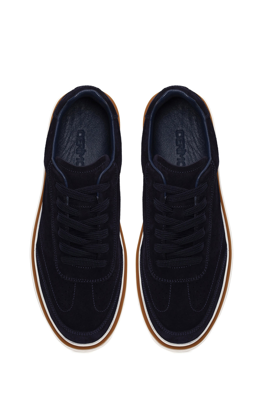 Male Navy Lace-up Suede Leather Sneaker