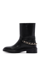 Women's Black Leather Chain Boots | Derimod