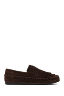 Woman Brown Tasselled Suede Loafer | Derimod