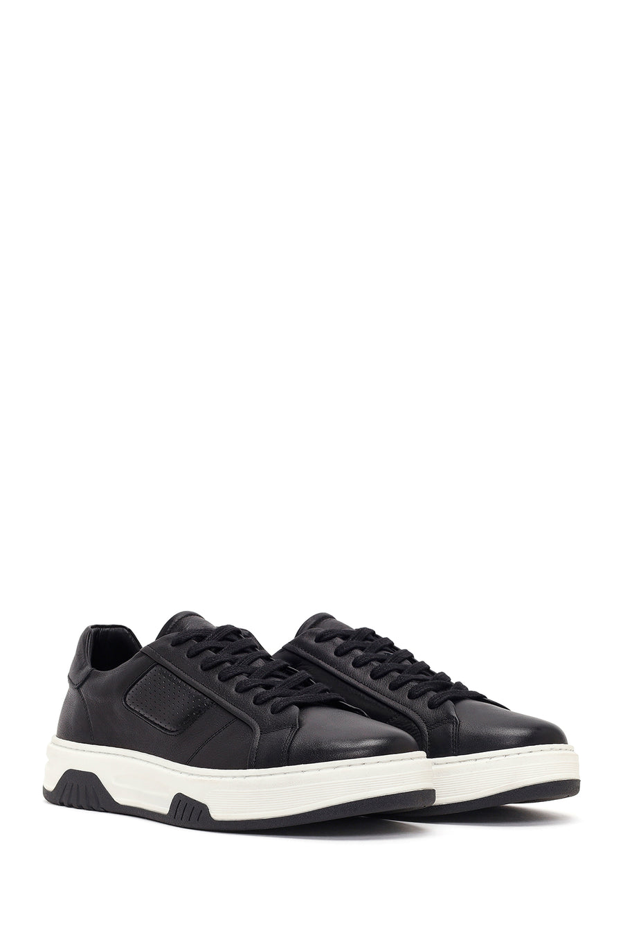 Men's Black Thick Sole Lace Up Leather Sneaker