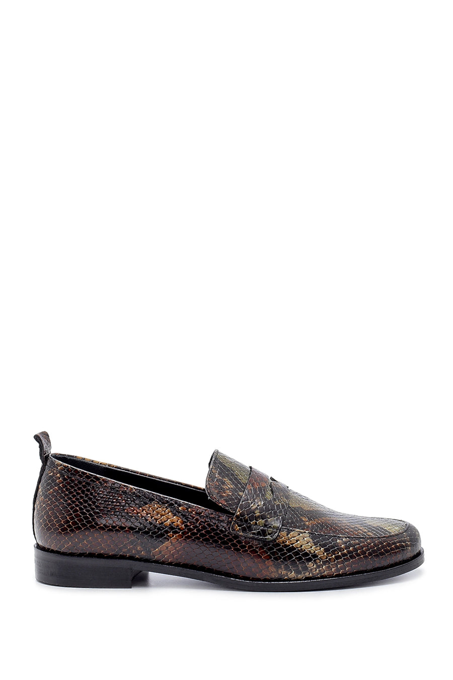Women's Leather Snakeskin Patterned Loafer 20WFD137140 | Derimod