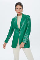 Dalida Women's Green Leather Jacket | Derimod