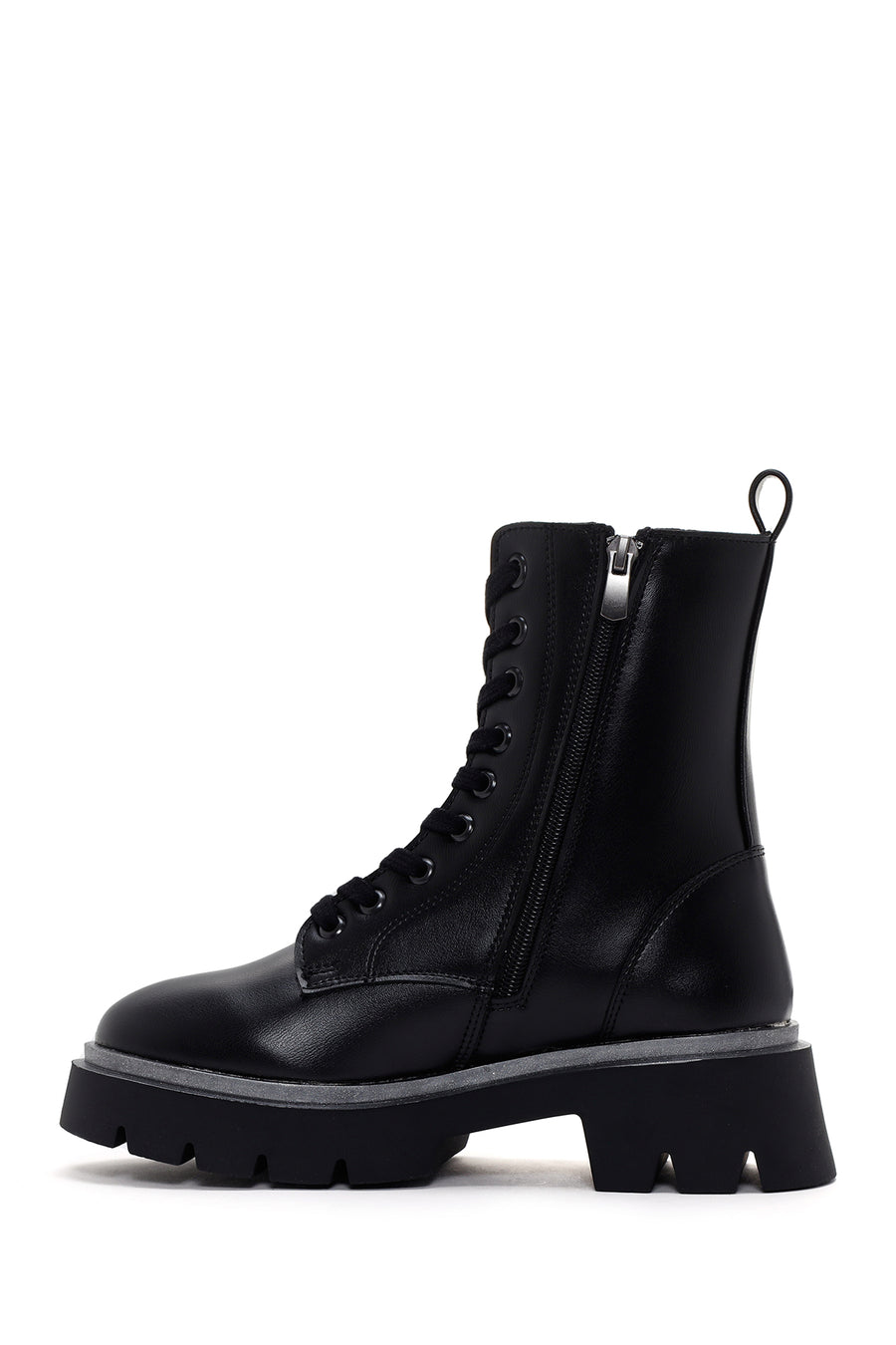 Women's Black Thick Soled Zippered Boots