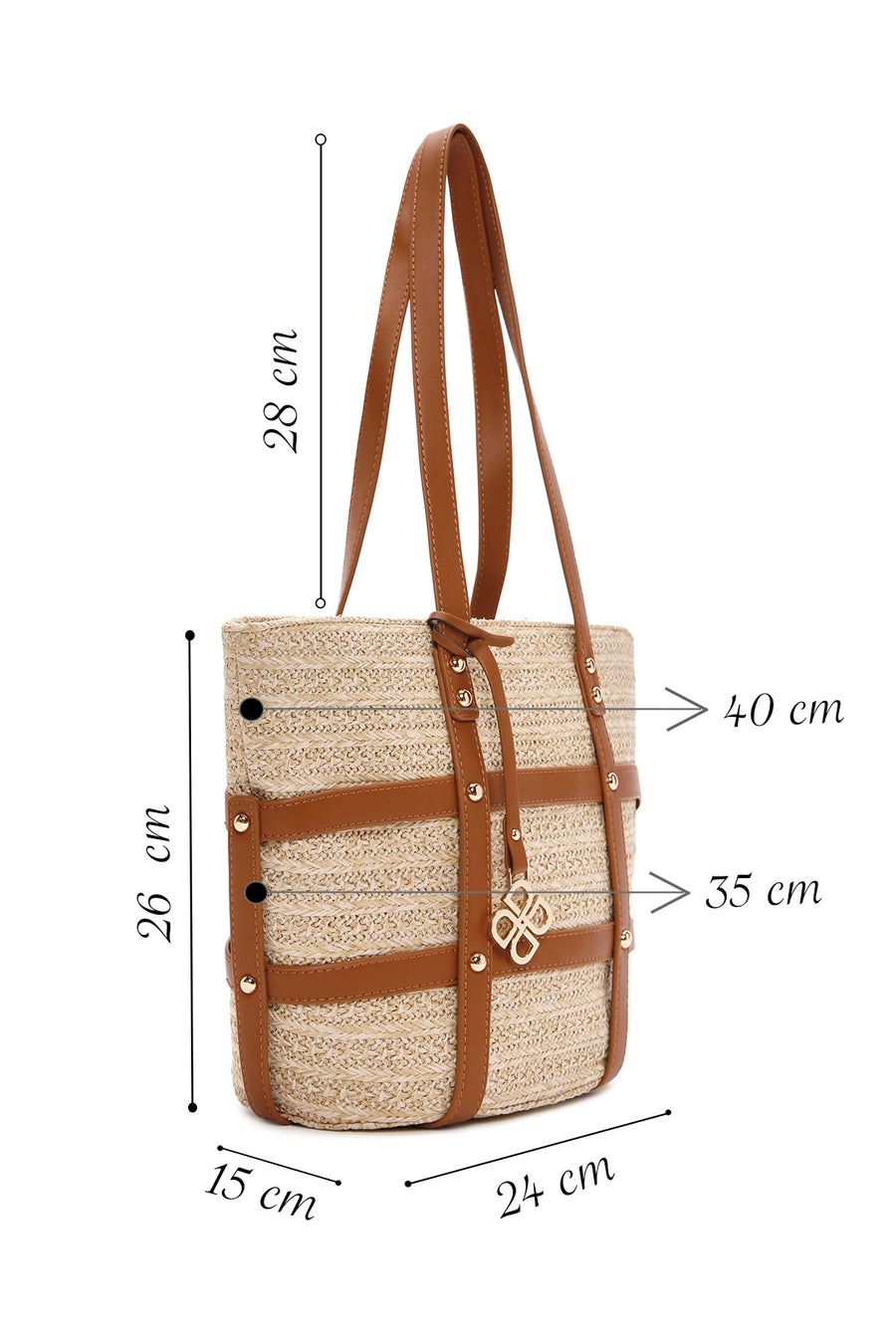 Women's Beige Straw Shoulder Bag