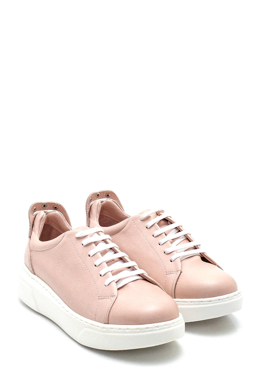 Women's Leather Metal Detailed Sneaker