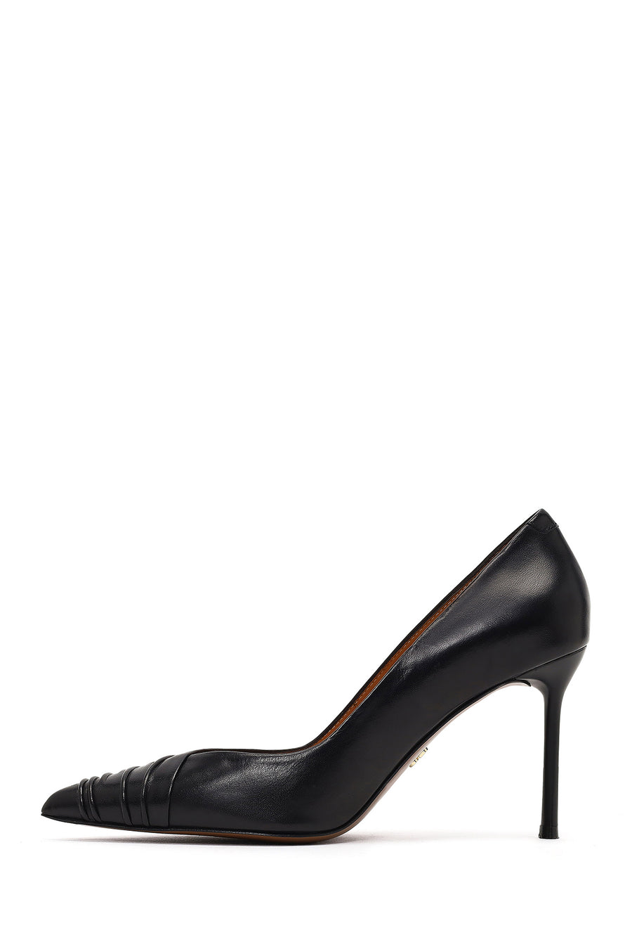 Women's Black Thin Heeled Leather Stiletto