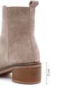 Women's Mink Zippered Thick Heel Suede Leather Boots | Derimod