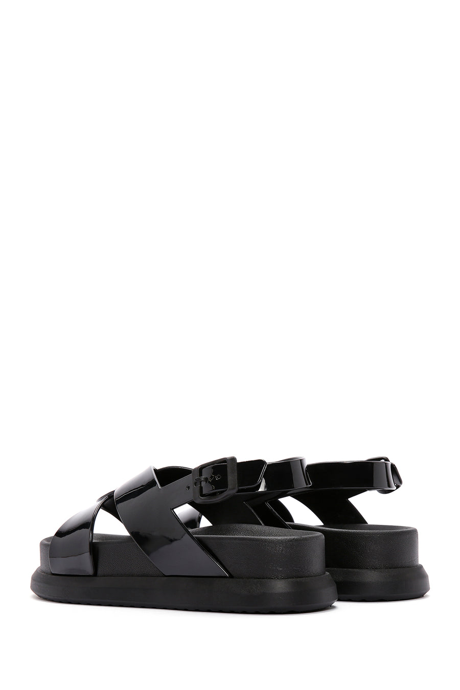 Women's Black Ankle Strap Thick Soled Jelly Sandals