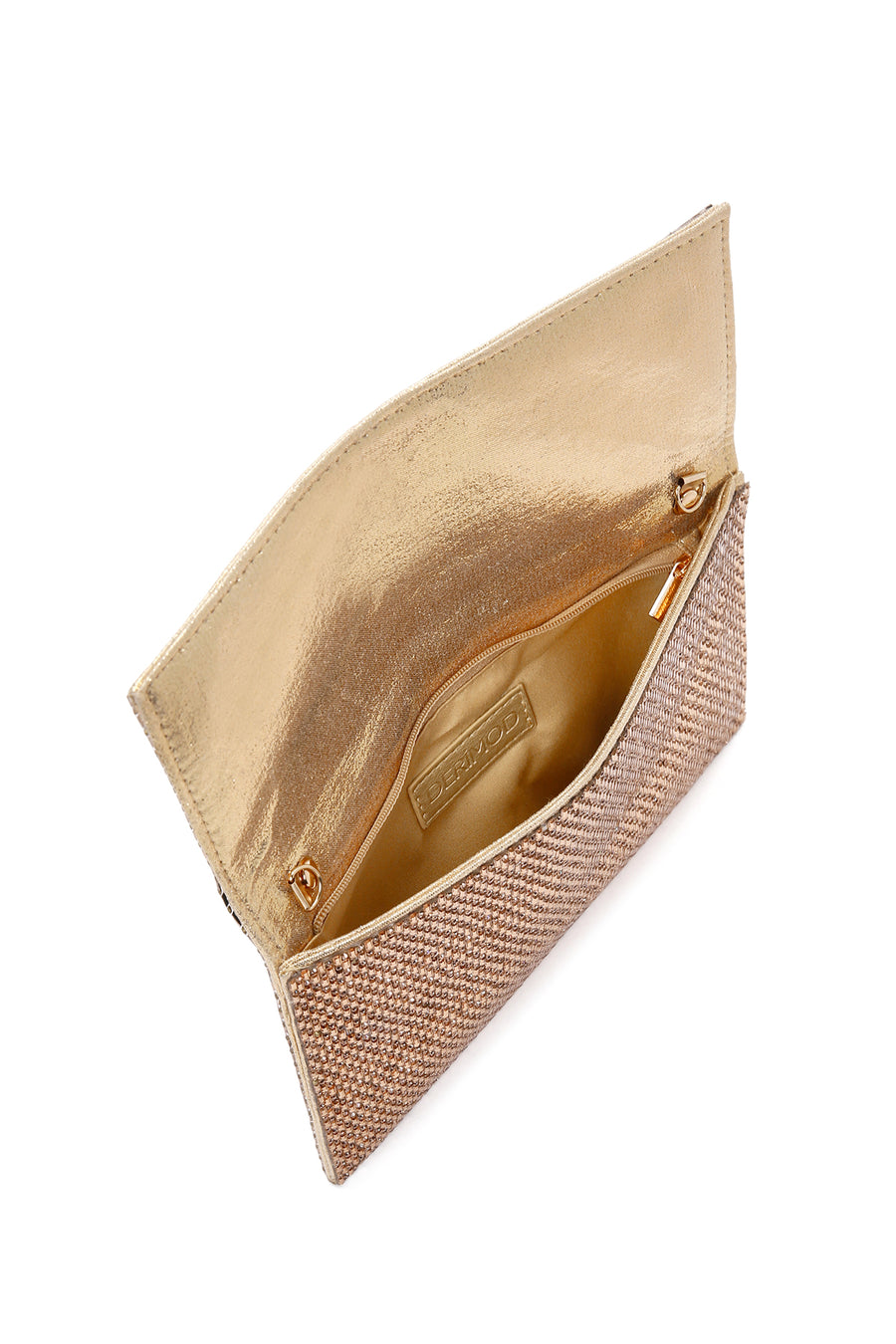 Women's Gold Long Chain Strap Stone Evening Clutch Bag