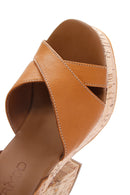 Kadın Taba Deri Platform Topuklu Sandalet | Derimod