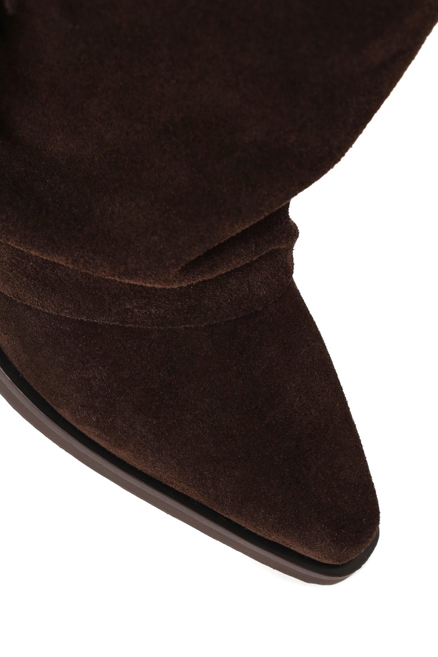 Woman Brown Thick-Heeled Suede Cowboy Boots