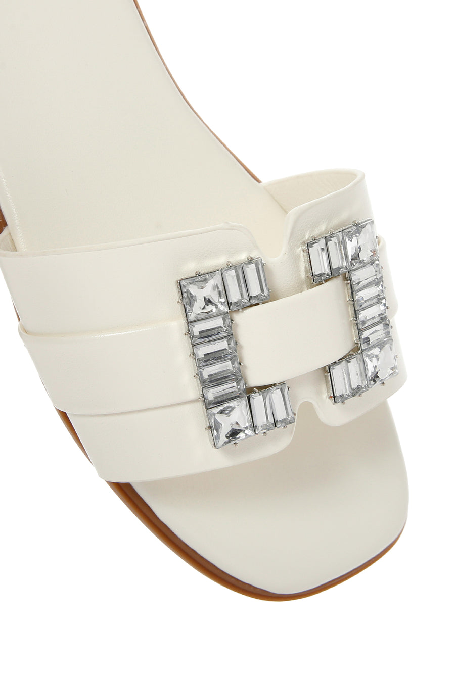 Women's White Stone Slippers