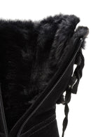 Women's Black Zippered Suede Boots | Derimod