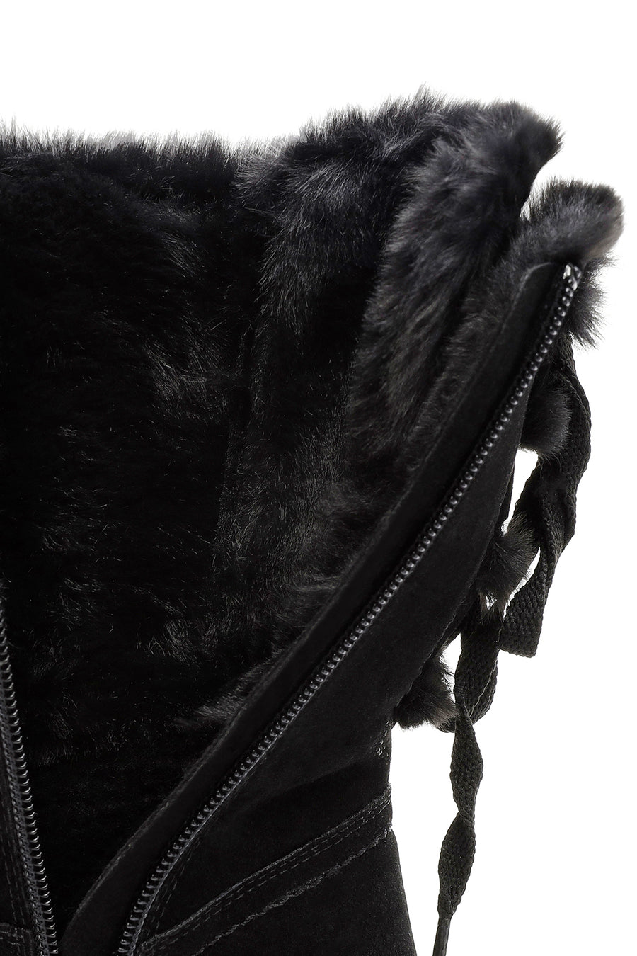 Women's Black Zippered Suede Boots