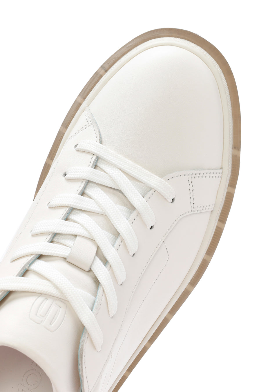 Men's White Lace-up Leather Sneaker