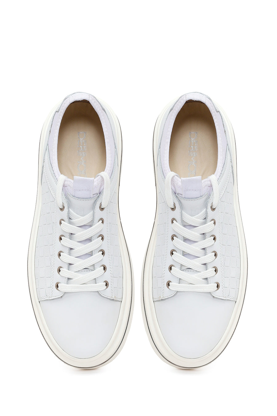 Male White Lace-Up Leather Sneaker