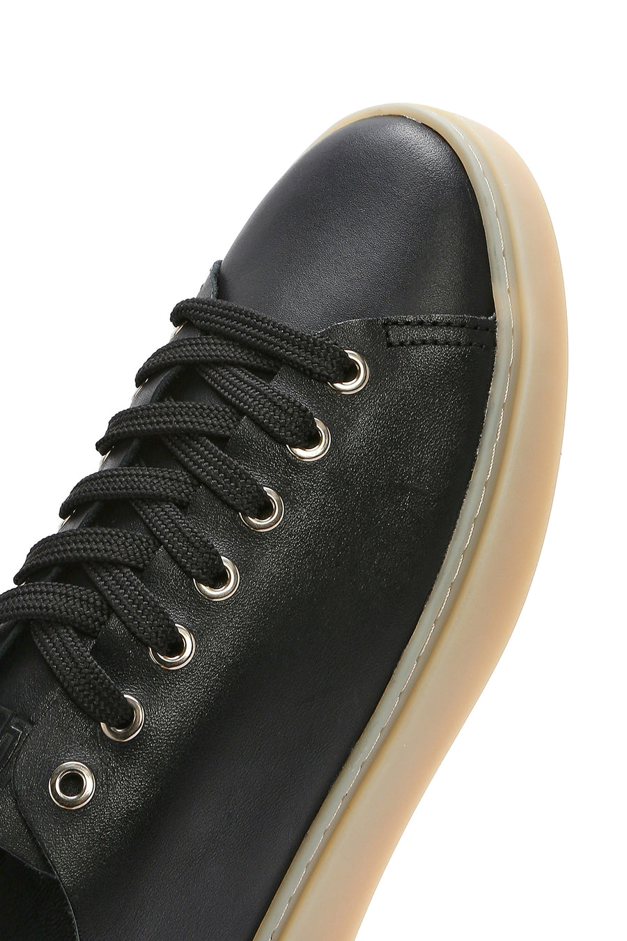 Erkek Siyah Bağcıklı Deri Sneaker