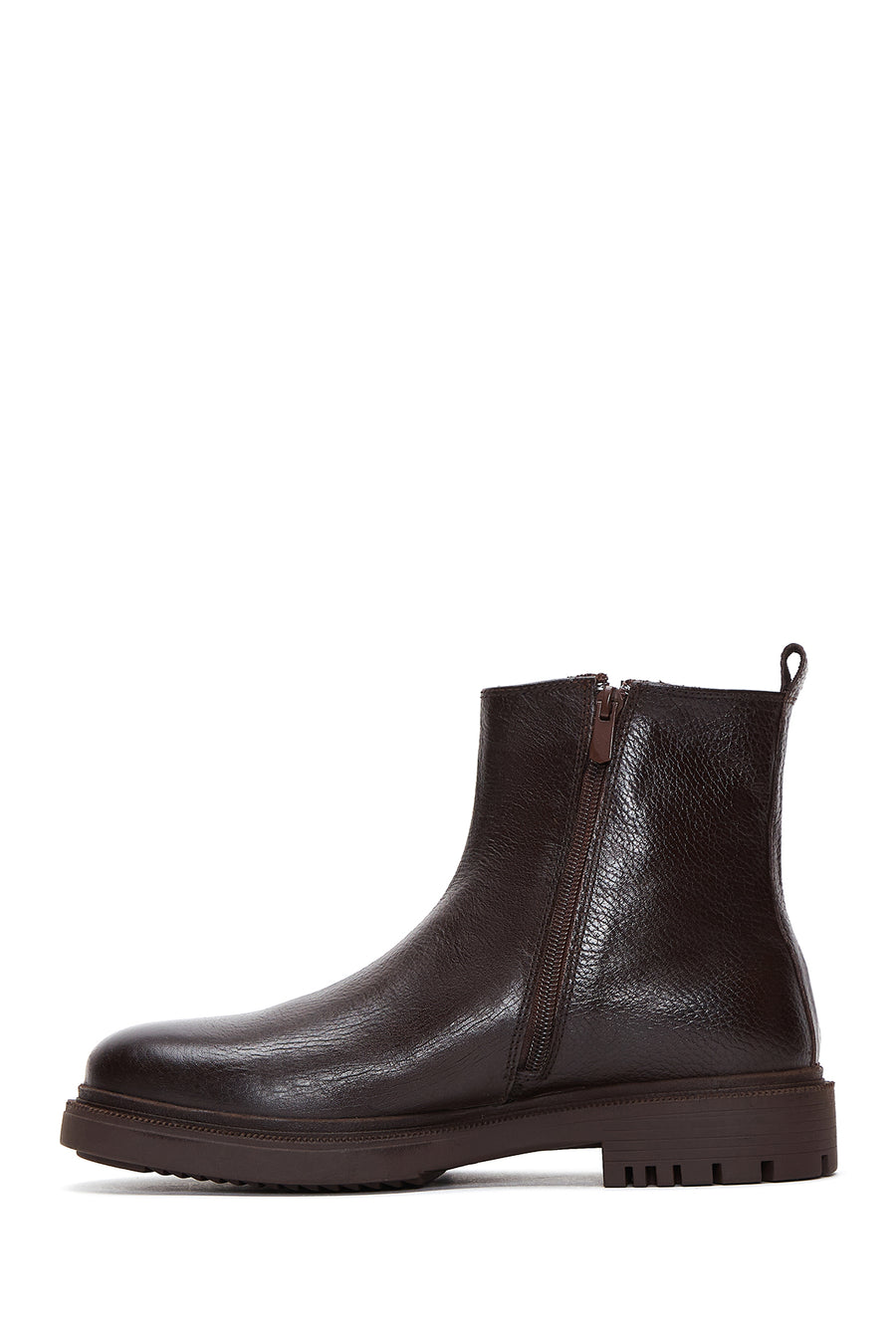 Men's Brown Leather Zippered Boots
