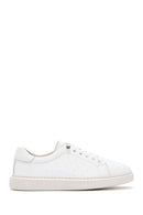 Women's White Lace-Up Leather Sneaker | Derimod