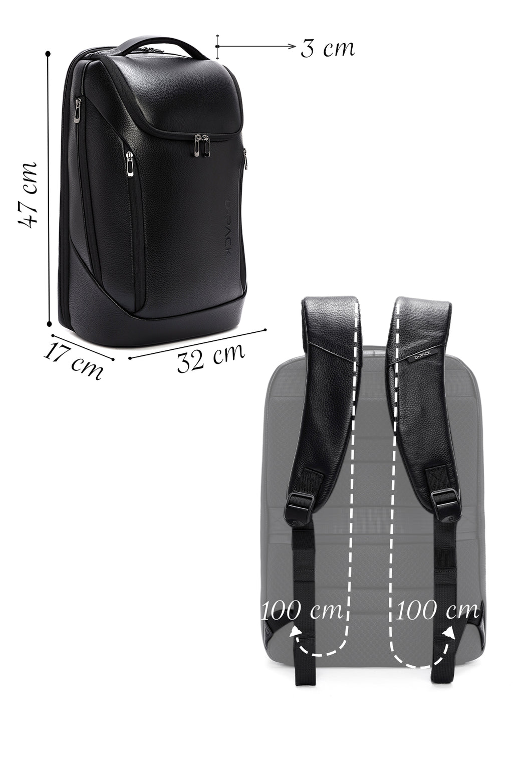 D-Pack Unisex Siyah Teknolojik Deri Sırt Çantası
