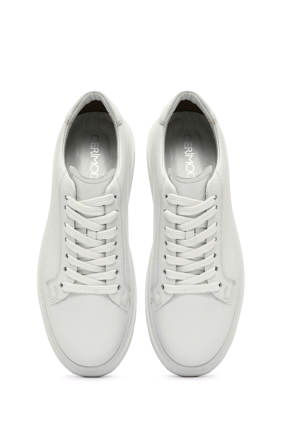 Men's White Lace-up Leather Sneaker