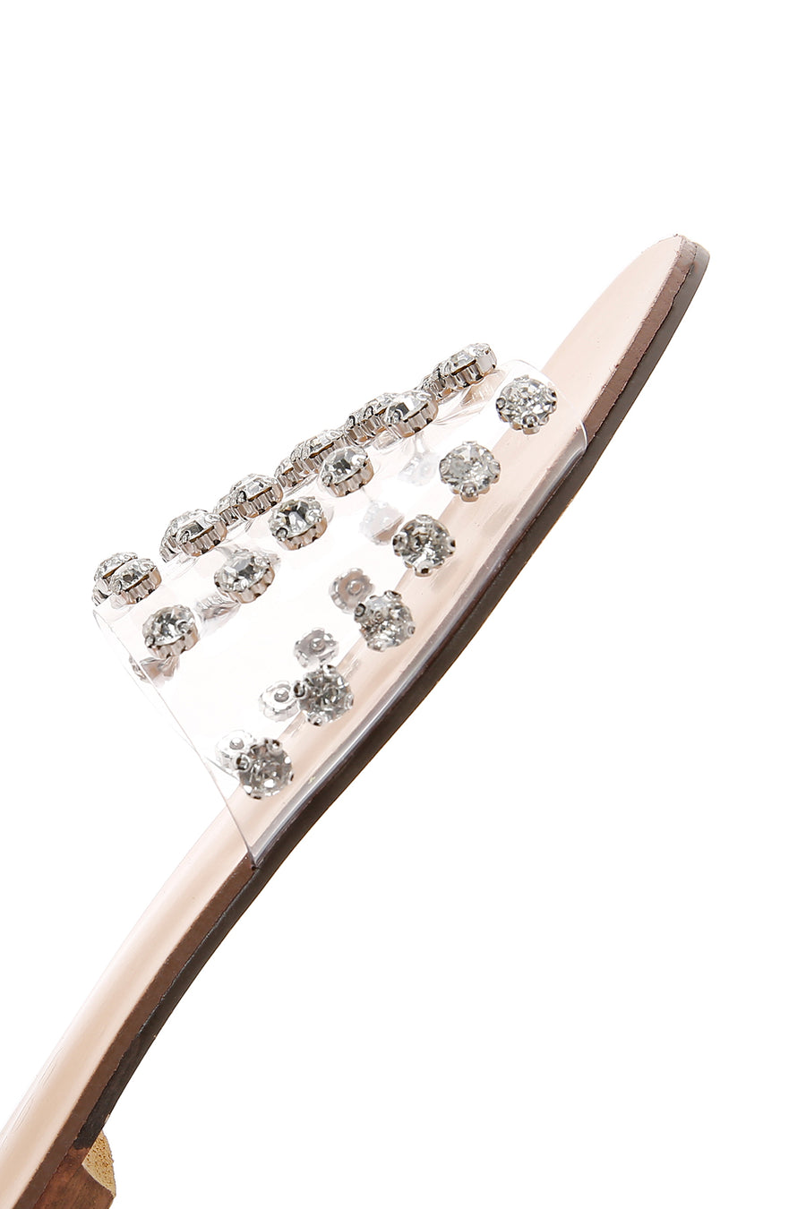 Women's White Transparent Stone Flat Slippers