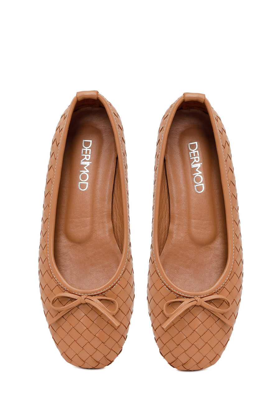 Woman Beige Braided Leather Ballet Flat