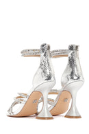 Kadın Gümüş Taşlı Topuklu Sandalet | Derimod