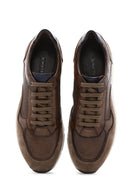 Erkek Kahverengi Deri Süet Detaylı Sneaker | Derimod