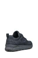 Geox Men's Navy Blue Laced Thick Sole Suede Leather Sneakers | Derimod
