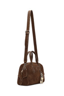 Woman Brown Long-Strap Suede Shoulder Bag | Derimod