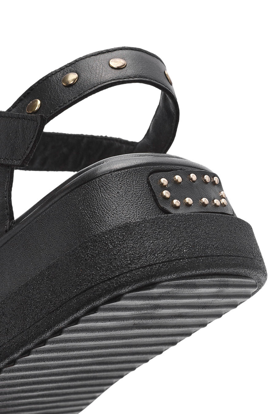 Women's Black Ankle Buckle Thick Soled Leather Sandals