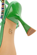 Women's Green Faux Leather Sandals | Derimod