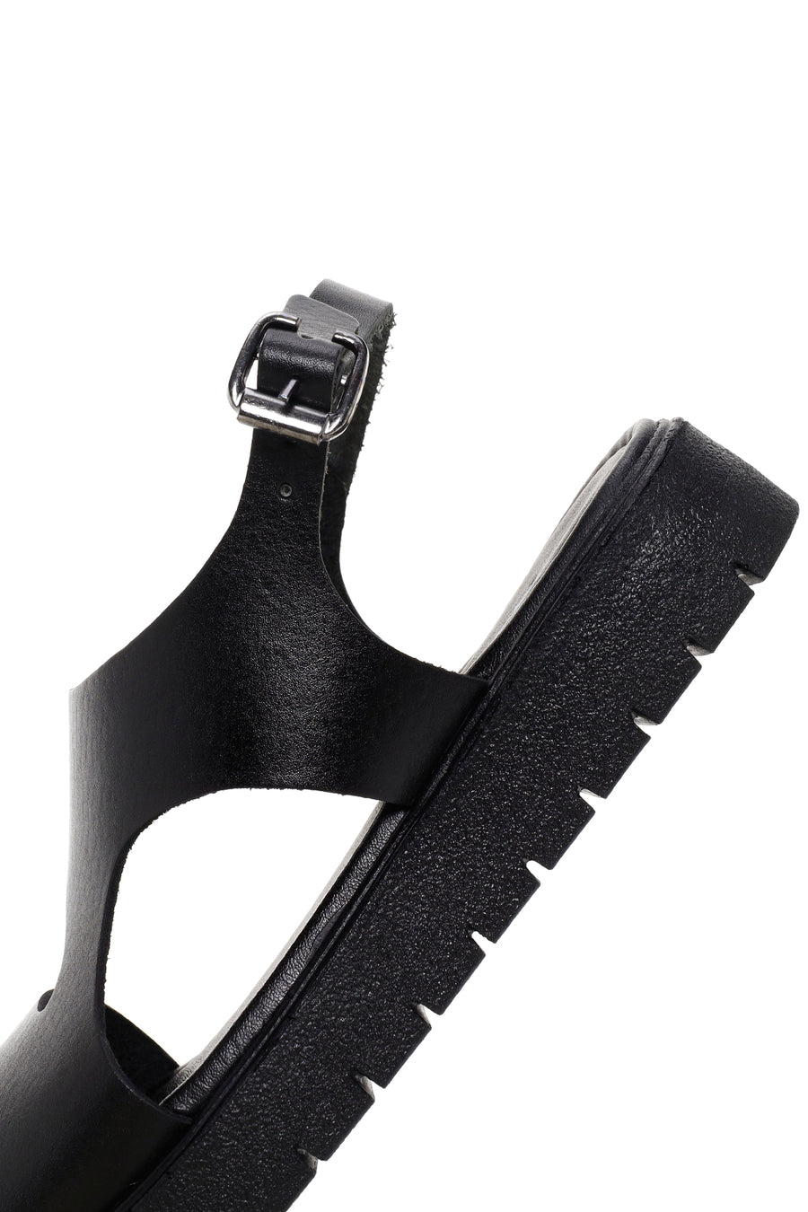 Women's Black Ankle Strap Leather Sandals