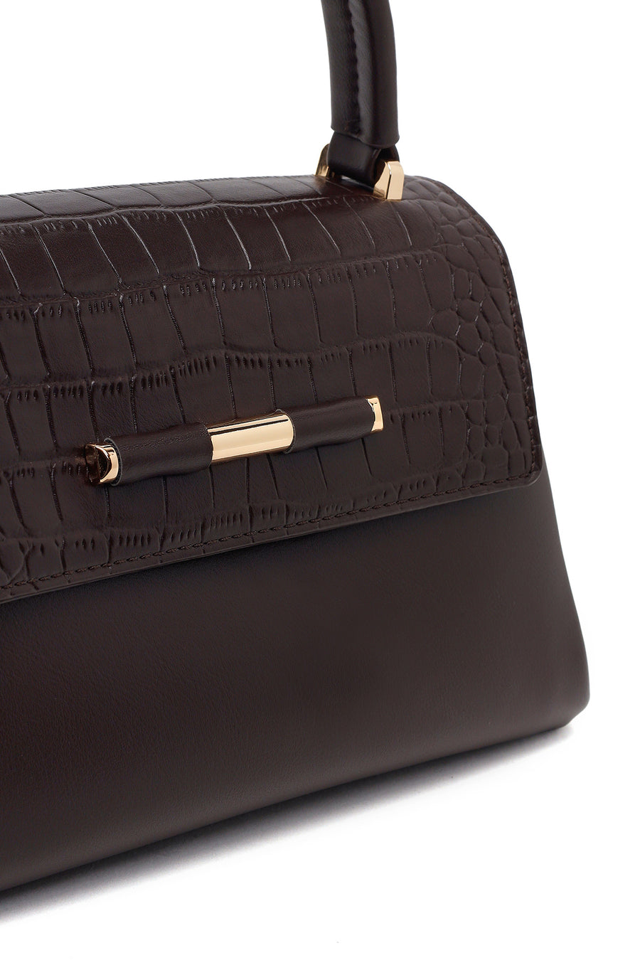 Woman Brown Long-Strap Croc-Pattern Classic Shoulder Bag