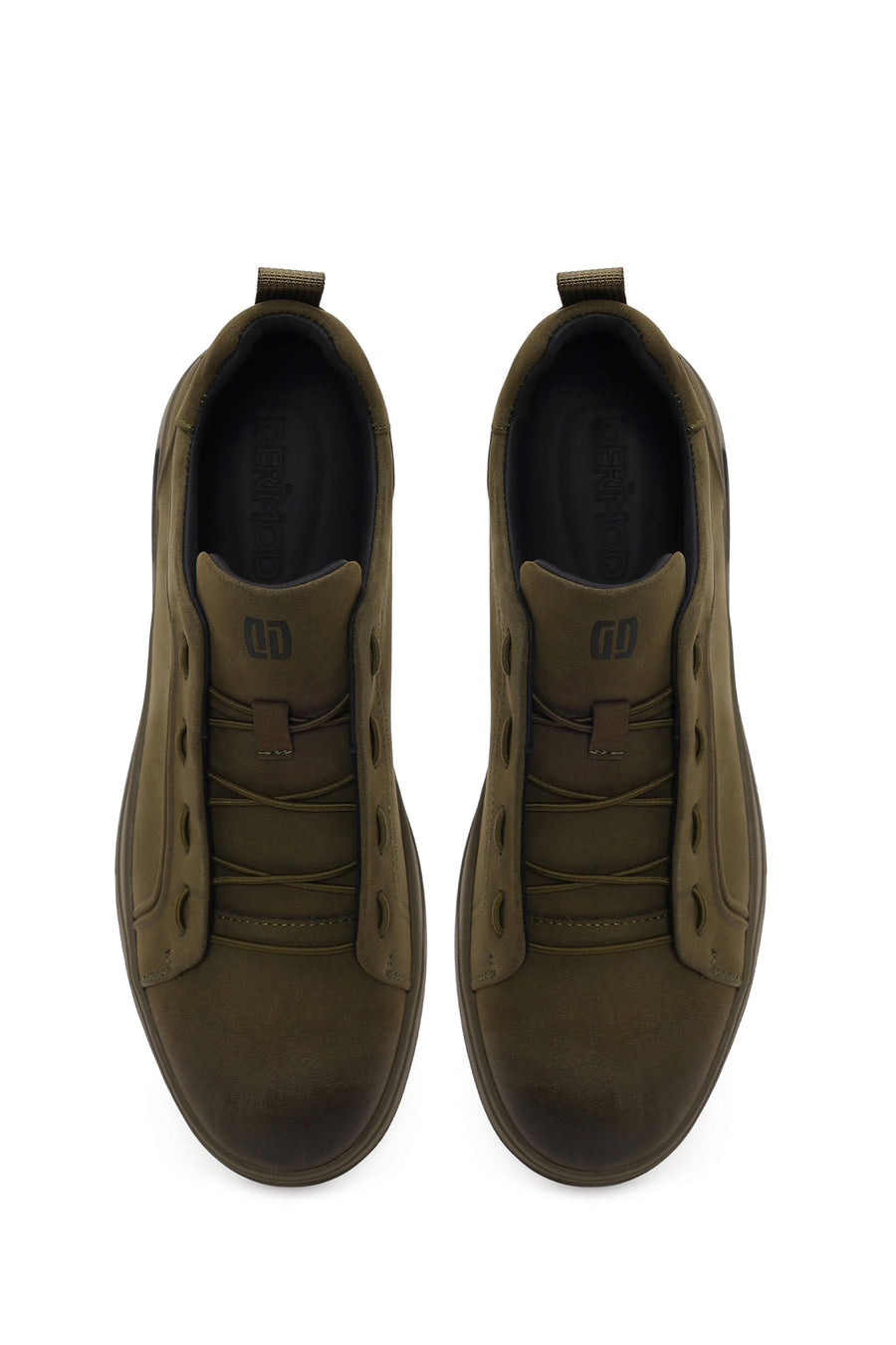 Male Khaki Lace-up Nubuck Leather Sneaker