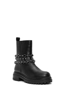 Women's Black Zippered Leather Boots | Derimod