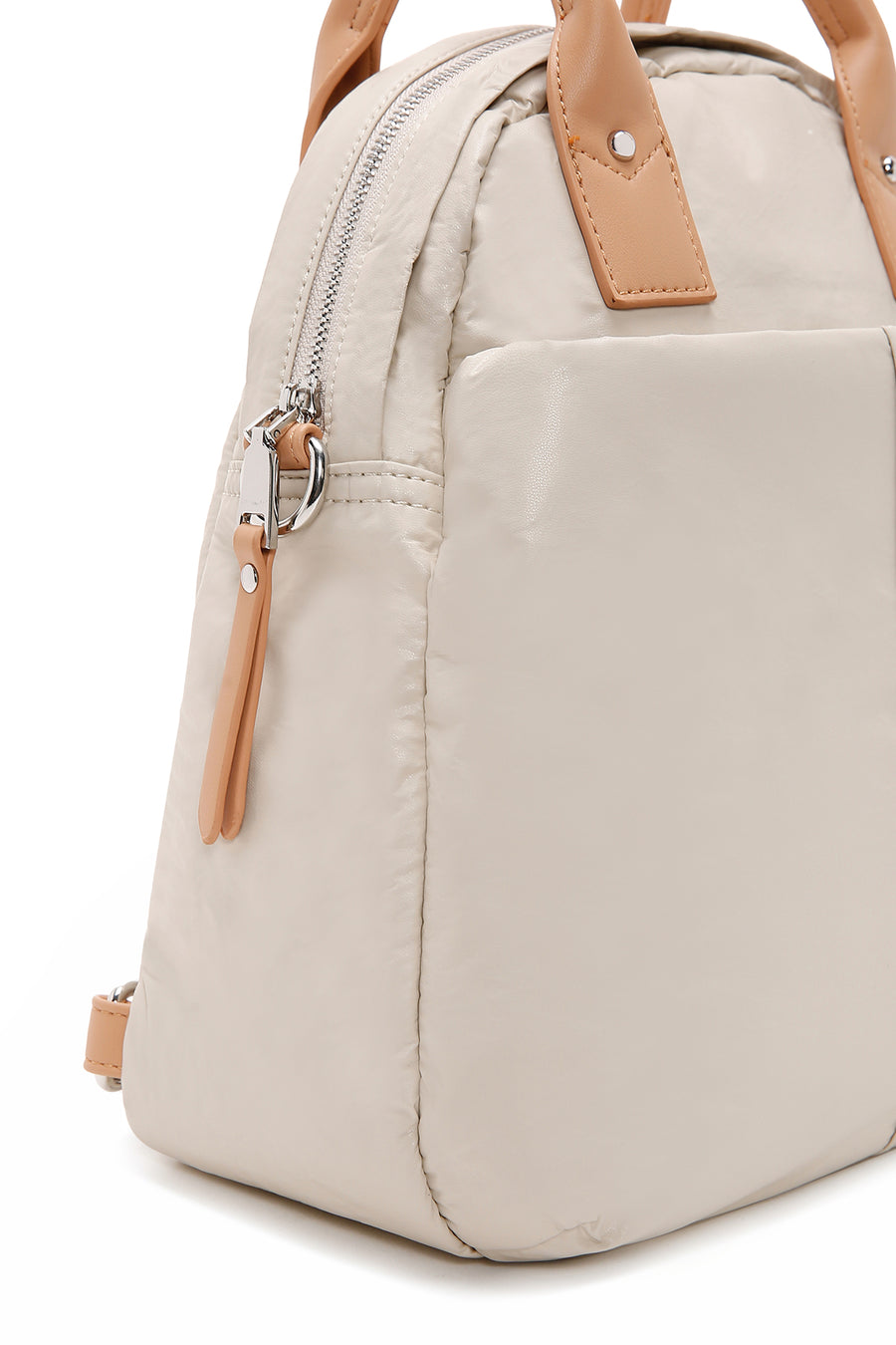 Woman Cream Long-Strap Backpack