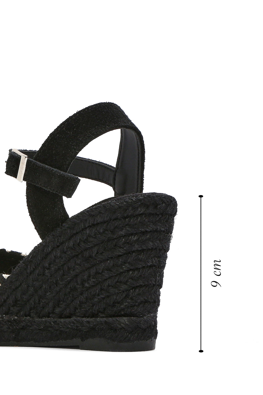 Kastamonu Stone Print Women's Black Patterned Wedge Heeled Espadrille Sandals