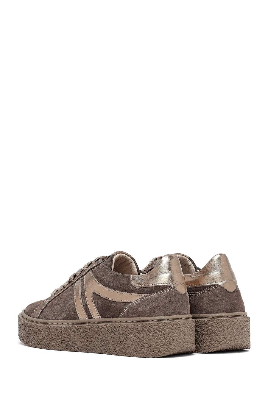 Woman Mink Lace-Up Suede Leather Sneaker