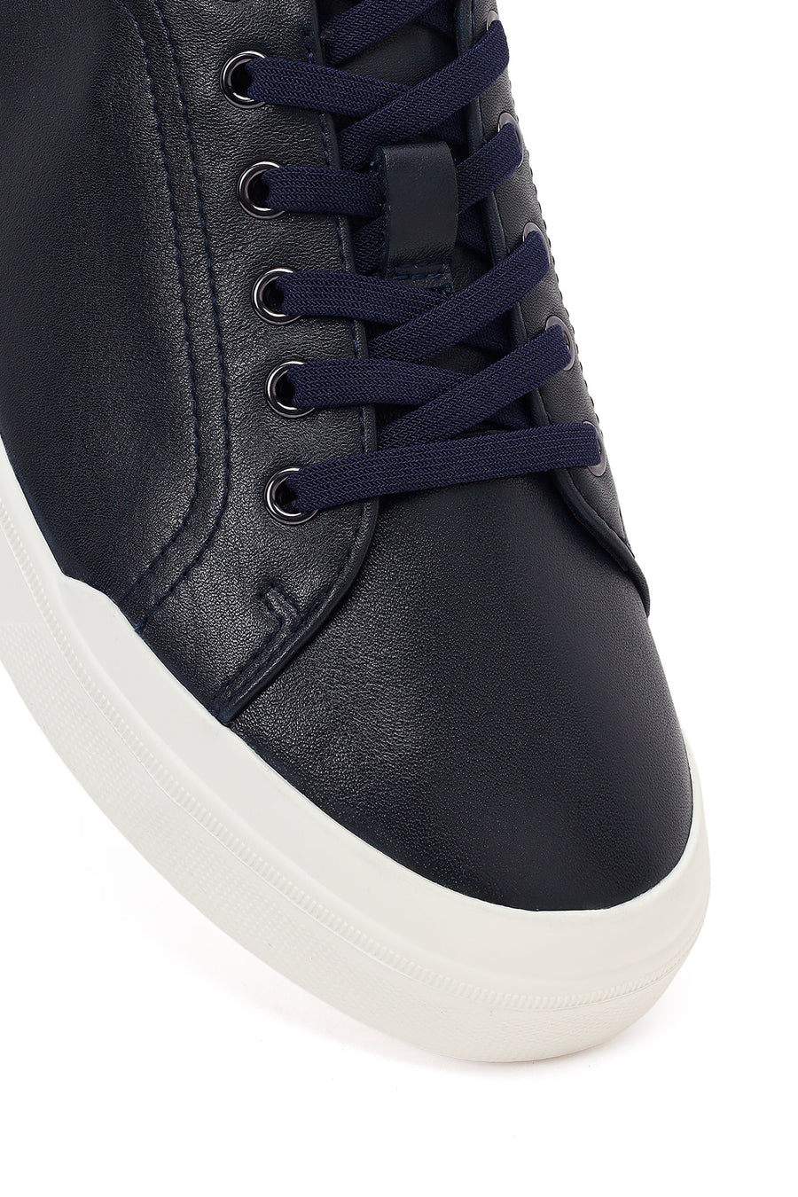 Male Navy Lace-up Leather Sneaker