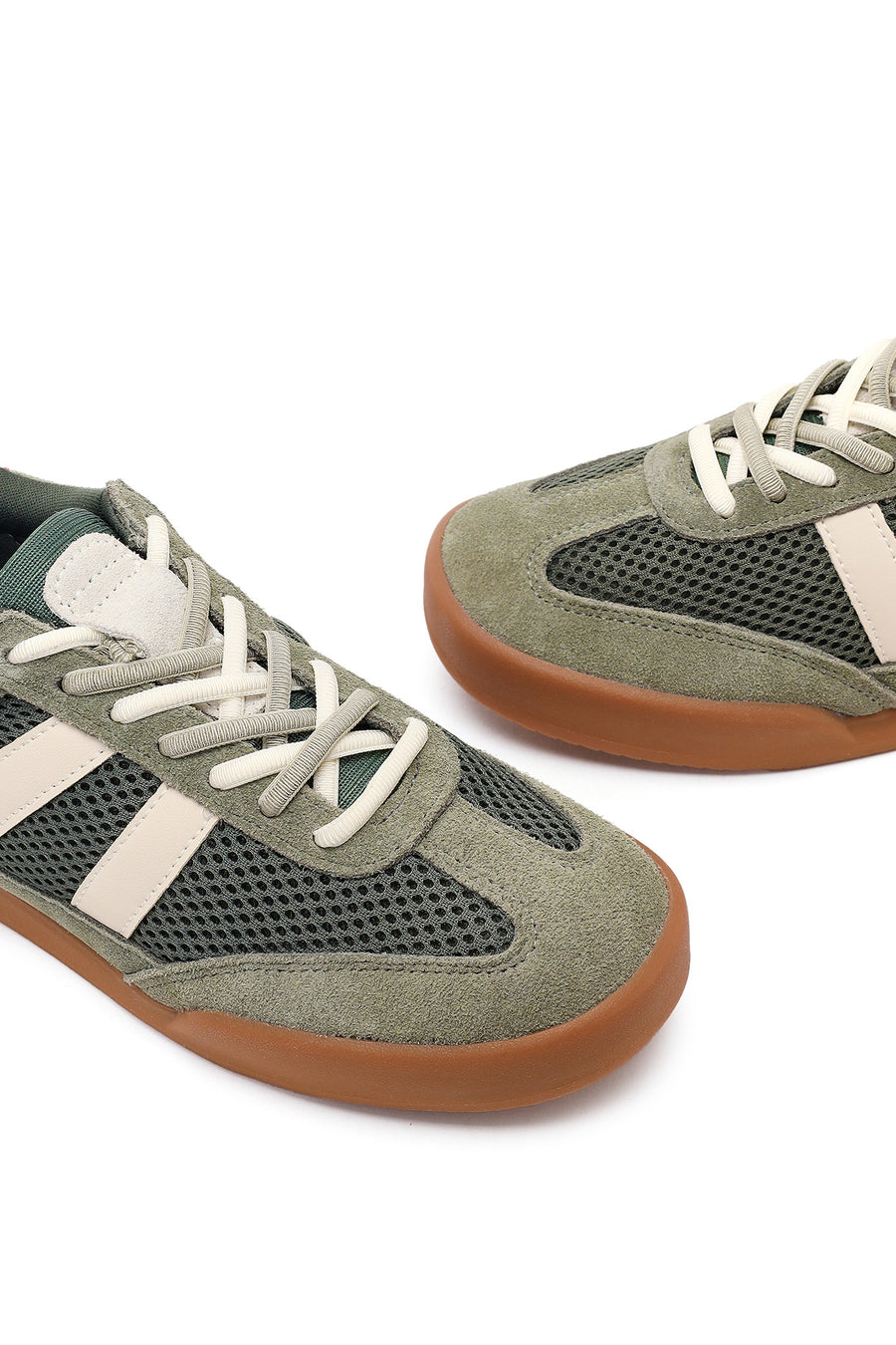 Women's Green Lace-up Leather Sneaker