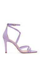 Women's Lilac Leather Heeled Sandals | Derimod
