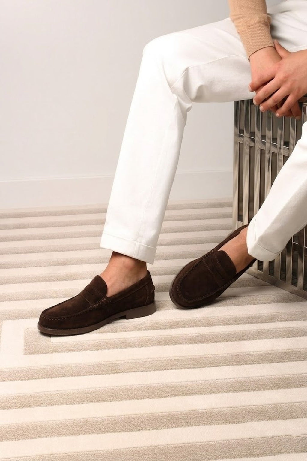Erkek Kahverengi Süet Deri Casual Loafer