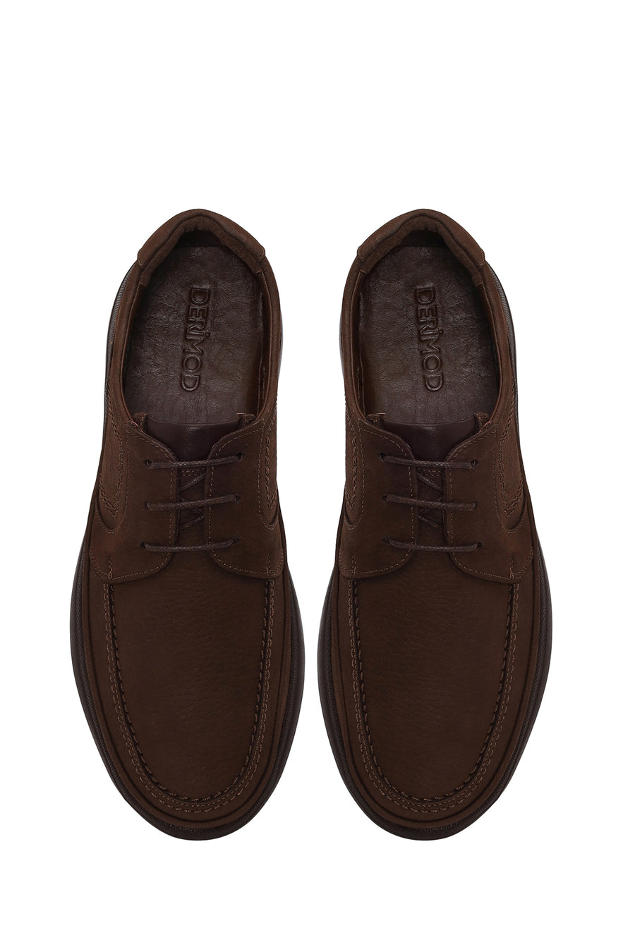 Male Brown Lace-Up Nubuck Leather Casual Shoes