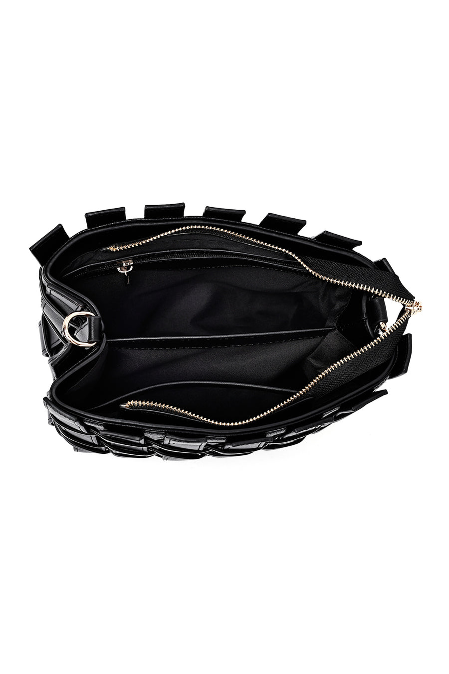 Women's Black Long Strap Knitted Shoulder Bag