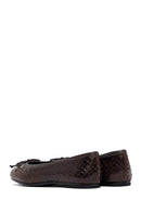Woman Brown Patterned Leather Babet | Derimod