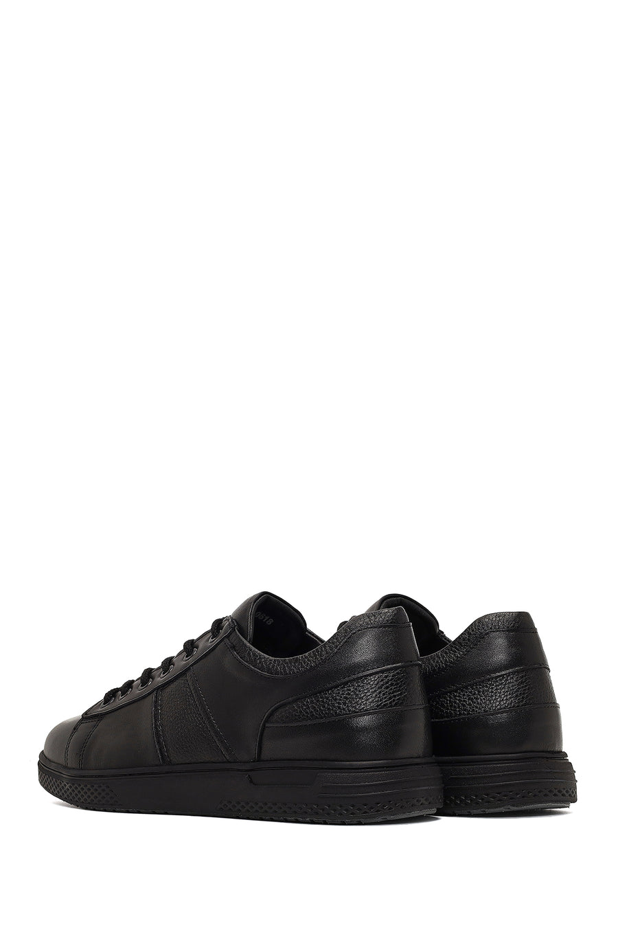 Erkek Siyah Bağcıklı Deri Casual Sneaker