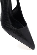 Woman Black Buckled Open Back Patterned Thin Heel Leather Shoe | Derimod