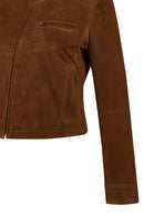 Dora Woman Brown Suede Leather Jacket | Derimod